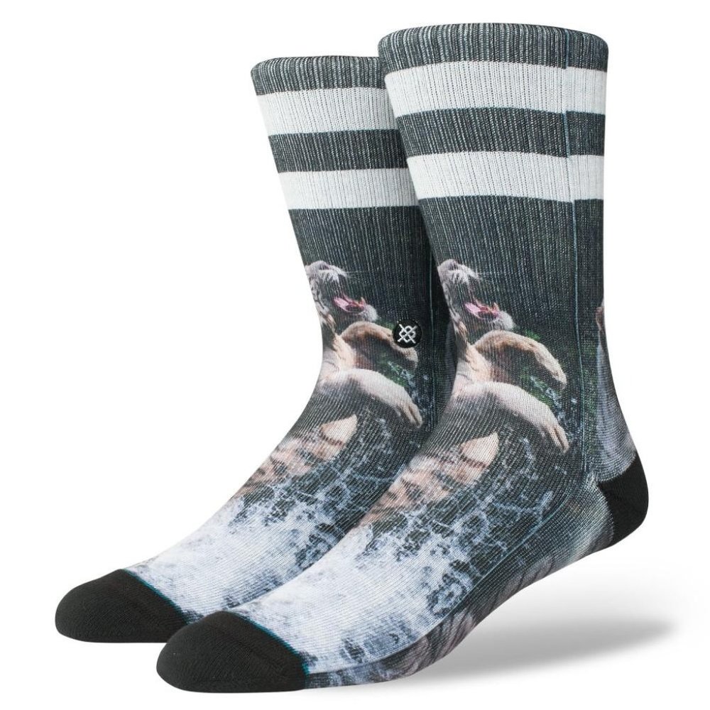 NWT STANCE KHAN white tiger CREW SOCKS MEN'S Large (9-13)